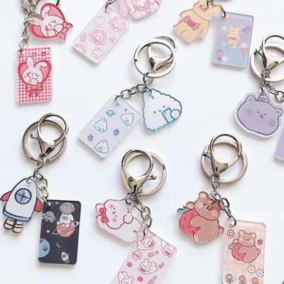 2inch Fashion  Custom Key Chain Hard Enamel Blank Metal Cartoon Keychain