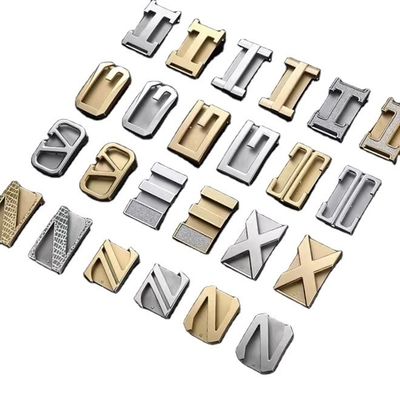 ซื้อ Custom Designer Belts Shiny Silver Letter Logo Shape Zinc Alloy Buckles Plating Metal Belt Buckle online manufacture