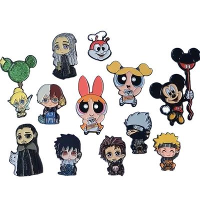 Custom Enamel Pin No Minimum Glitter Brooch Anime Hard Enamel Pin Soft Lapel Badge