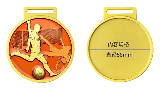 2D 3D Gold Silver Copper Football Metal Crafts for Sports Theme Custom Medals of Customer Size