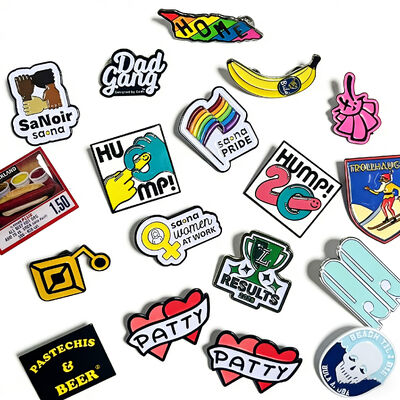 Get wholesale custom hard or soft enamel pins with silk screen printing for your clothing line.